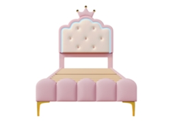 Cama Tapizada 90x200 Cm con Led - Piel Sintética - Con Somier - Rosa