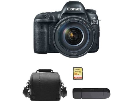 Cámara Reflex CANON EOS 5D IV + Objectivo EF 24-105MM F4L IS II USM + Tarjeta SD 64GB + Bolsa + Lector de Tarjetas SD (Full Frame)