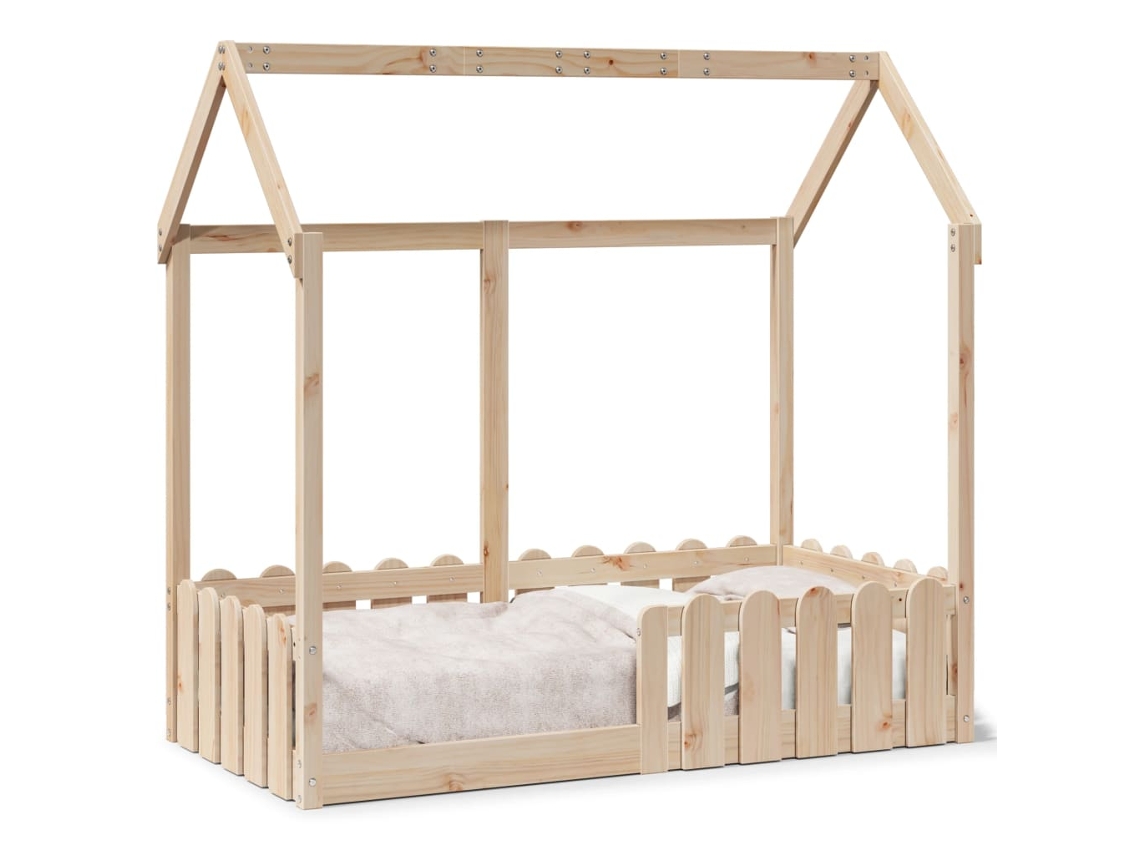 Cama Infantil Con Forma De Casa 70x140 Cm Madera Maciza De Pino Dkd Home Decor