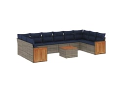 Maison Exclusive - Conjunto De Sofá De Jardín De 11 Piezas Con Cojines, Poliratán Gris
