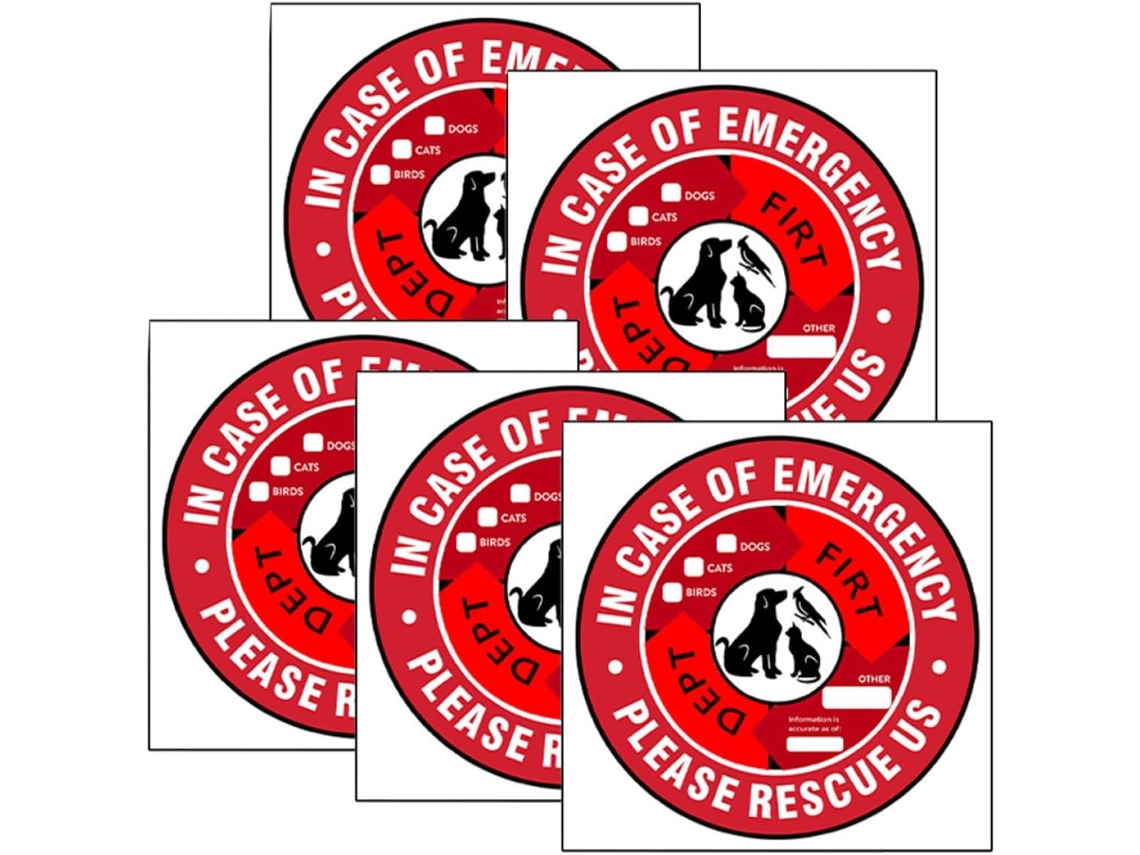 Adhesivo Pared Advertencia Mascotas Pvc Fiable 5 Piezas Hospitales Veterinarios Áreas Peligrosas Rojo