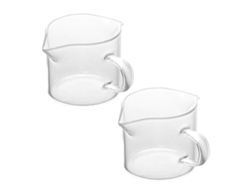 Vaso de vidrio con doble pico, vidrio de borosilicato resistente al calor con práctico asa para verter, flujo de líquido suave, apto para lavavajillas.