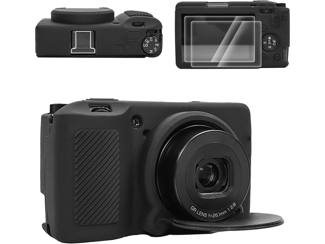 Funda EIFSON para Ricoh Griii/griiix, con protector de pantalla y tapa de lente extraíble (compatible, negra)