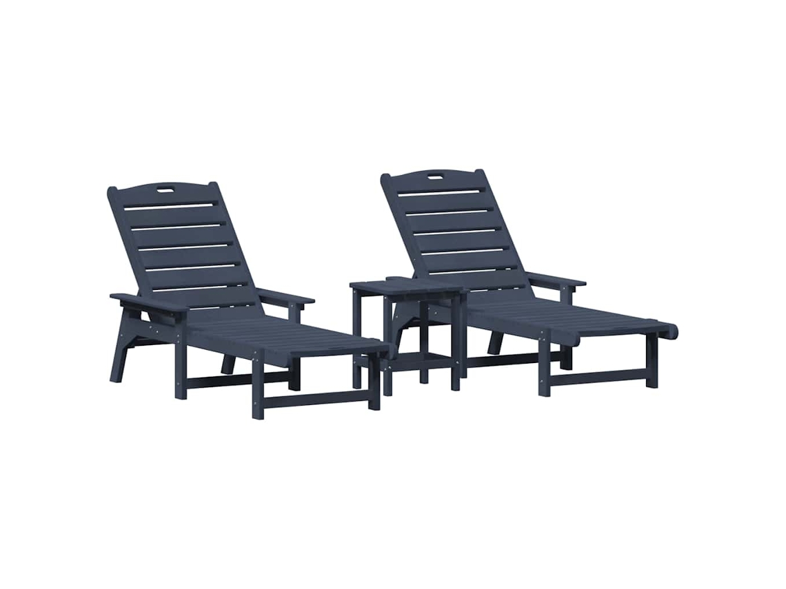 Maison Exclusive - Espreguiçadeira 3 Pcs Azul-marinho Polietileno