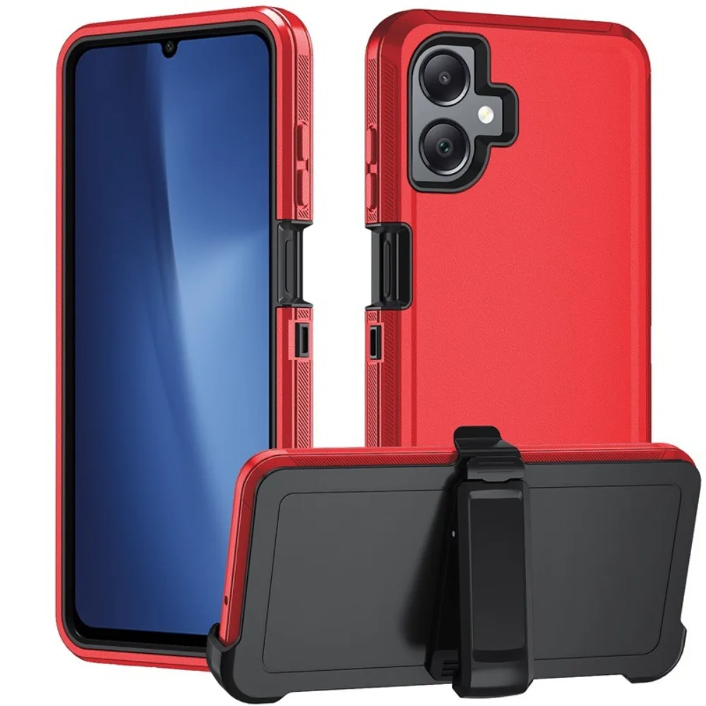 (rojo, Galaxy A53 5g) Funda Para Teléfono Samsung De Triple Capa, Resistente A Los Golpes, Fabricada Con Material Híbrido Y Con Clip.