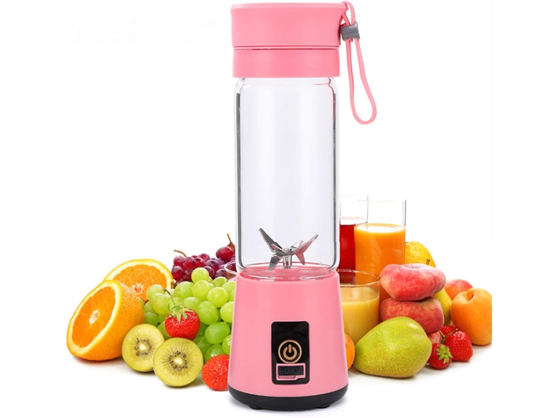 Licuadora Exprimidora Portátil, 6 Cuchillas, Tamaño Personal, Usada En Casa Y Al Aire Libre, Taza Exprimidora Usb De 380 Ml CHRUI Rosa