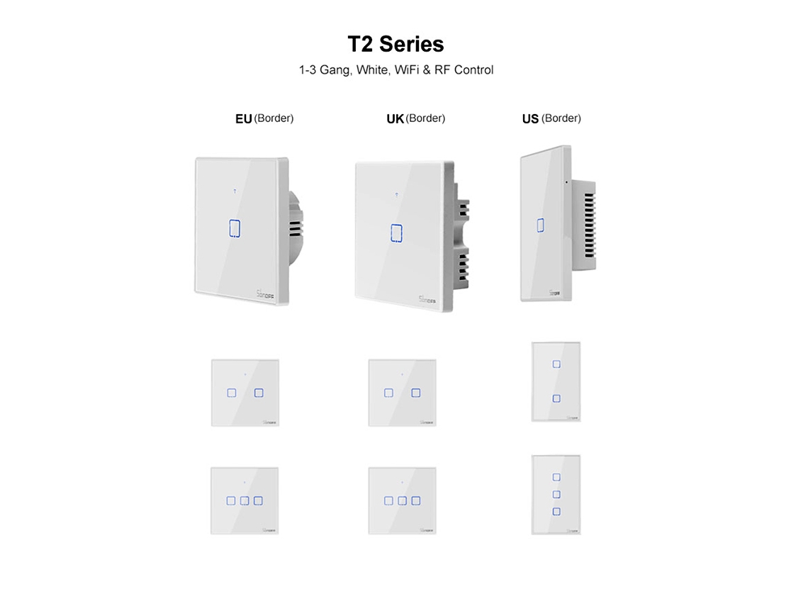 2026-interruptor Inteligente Sonoff T2 Wifi, 1/2/3 Interruptores, Control Remoto 433mhz, 100-240v, Hogar Inteligente