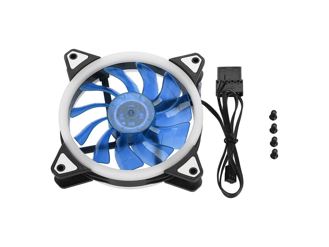 Ventilador Rs18 Ventilador De Caja 12v Dc 120mm Led Doble Apertura Azul Múltiple Interf. Luz Dourada