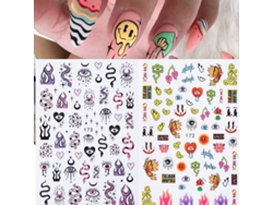 Kit de 2 pegatinas 3D para uñas con diseño de mal de ojo, decoración de uñas para verano.