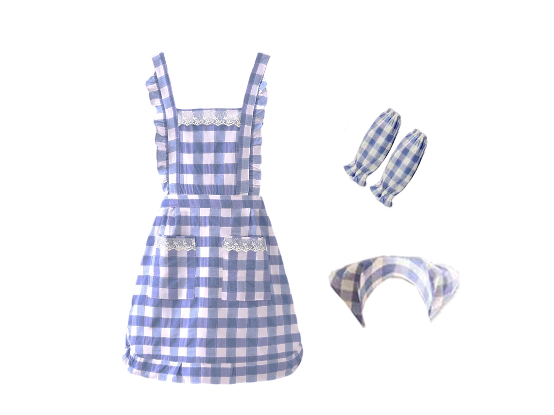 Delantal De Algodón 2 Piezas Para Hogar Cocina Transpirable Con Mangas Estilo Occidental Antimanchas Moda Mujer Verano