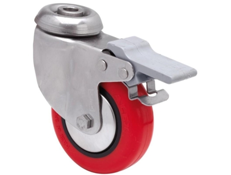 Rueda giratora aguj.m10 freno inox.20bhifd100cp-ppi poliamix-poliur.rojo liso ALEX