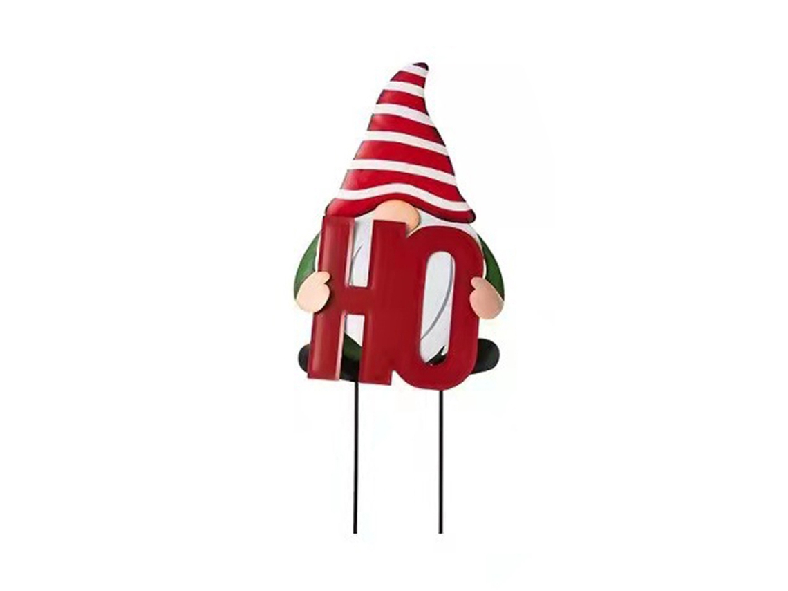 Letrero Navideño De Jardín Con Forma De Gnomo Para Decoración Exterior Hohoho Con Estacas Metálicas De Doble Cara.