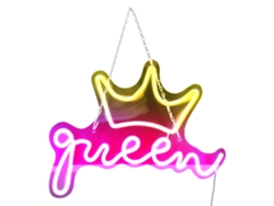 Letrero de neón LED brillante alimentado por USB, luz de pared decorativa de neón con corona de reina para CHABERLU
