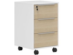 Archivador de oficina con ruedas, 3 cajones y cerradura, unidad de almacenamiento de oficina con ruedas, 40 x 40 x 63,5 cm, roble.