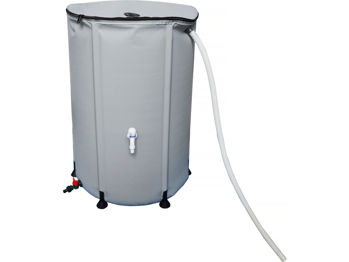 Colector de agua flexible de PVC 250 L Gris Hábitat y Jardín