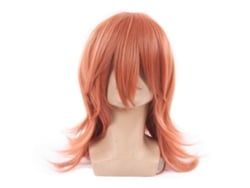 Ats-peluca Larga De Color Naranja Marrón Con Capa Y Flequillo Ajustable Para Cosplay Anime Mujer