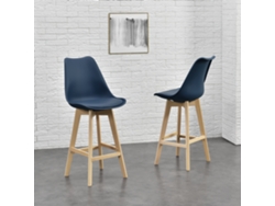 Conjunto de Cadeiras de Jantar [EN.CASA] Lublin Azul (Couro sintético, Faia - 105 x 48 x 58 cm)