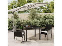 Juego de comedor de jardín de 3 piezas con cojines de mimbre negros de DKD Home Decor