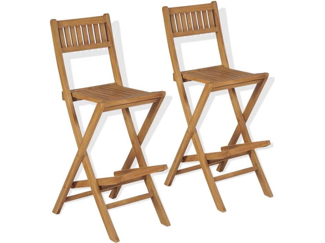 Conjunto 2 Silla Jardin VIDAXL Marrón Teca