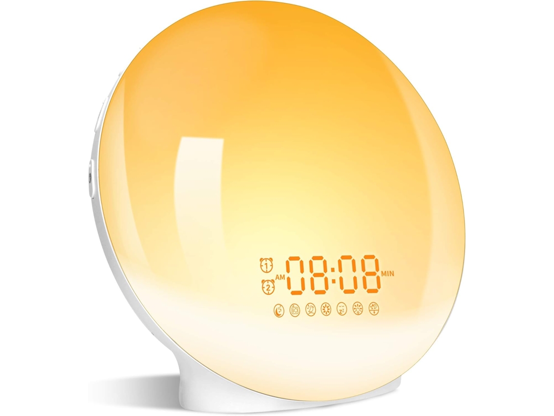 Despertador luz solar, simulación de amanecer y atardecer, radio FM, 7 sonidos naturales Kofihety