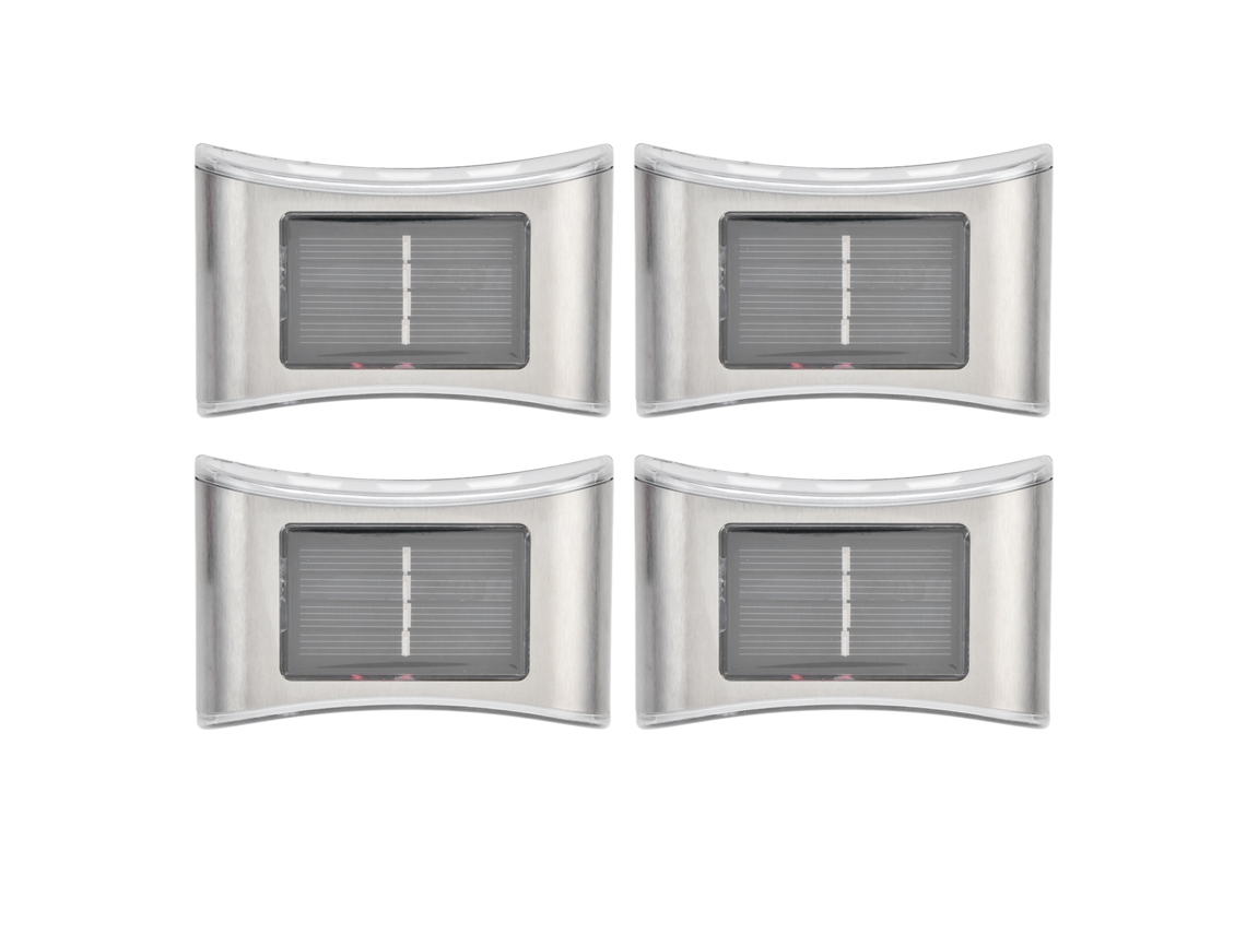 KOFIHETY Luces solares para exteriores, de acero inoxidable, para cercas y escalones, con iluminación automática (6 LED), resistentes a la intemperie, para pos