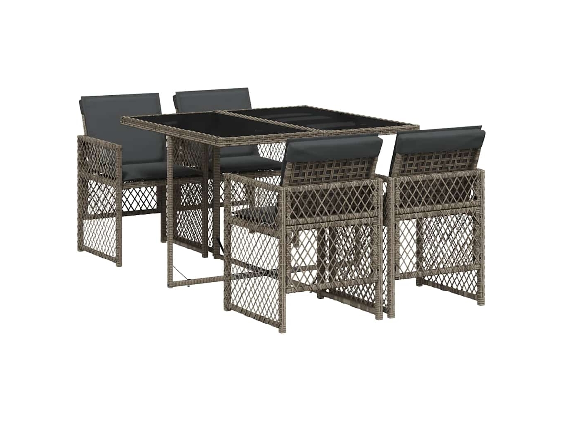 Maison Exclusive - Set Comedor De Jardín 5 Piezas Con Cojines Ratán Sintético Gris