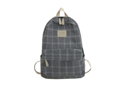 2026-mochila Escolar De Cuadros Académica Para Laptop, Cuadros Retro, Gris
