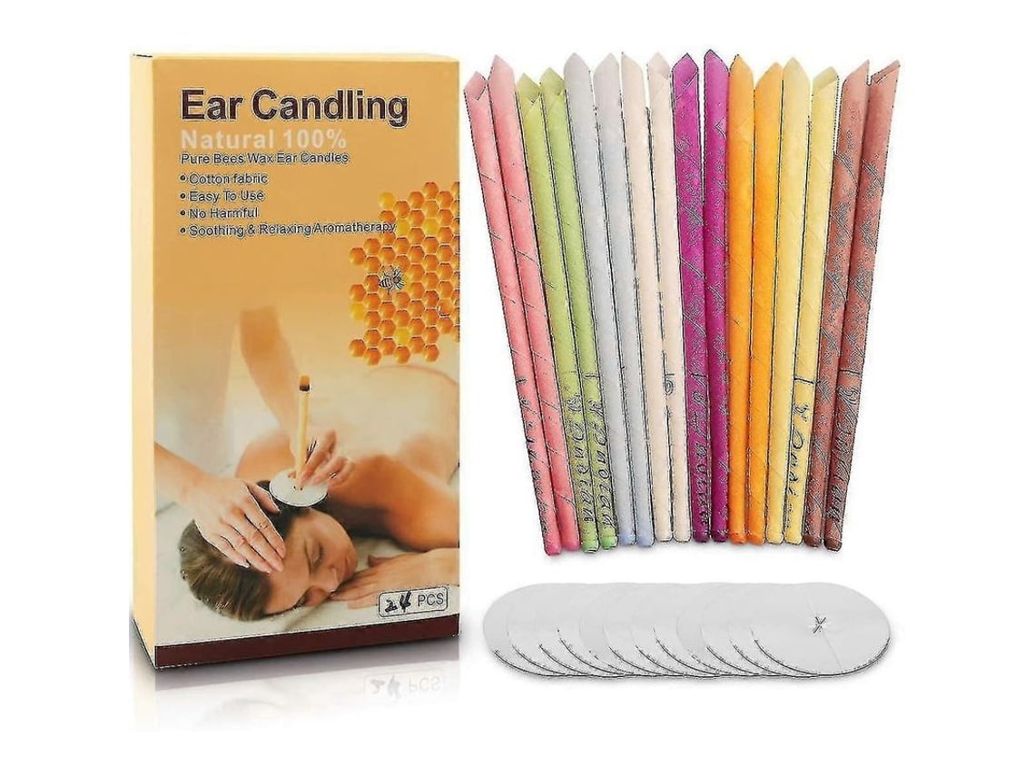 24 Velas Para Los Oídos De Cera De Abeja Natural, Cono Vacío, Libres De Tóxicos, 8 Fragancias.