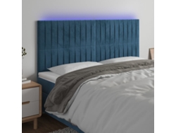 Cabecero Con Luces Led Terciopelo Azul Oscuro 160x5x118/128 Cm