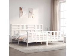 Cama De Matrimonio | Cama Para Adultos | Estructura Cama De Matrimonio Con Cabecero Madera Maciza Blanco