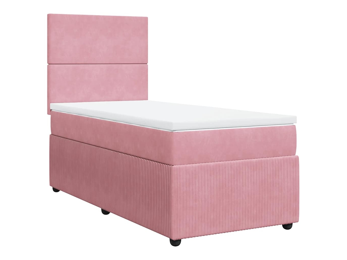 Cama Box Spring VIDAXL Rosa Terciopelo (90x190 cm)