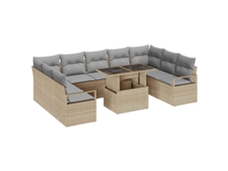 Maison Exclusive - Conjunto De Sofá De Jardín Con Cojín 10 Pcs Beige Y Gris Claro