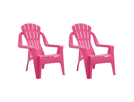 MAISON EXCLUSIVE Sillas de jardín niños 2 uds aspecto madera PP rosa 37x34x44 cm