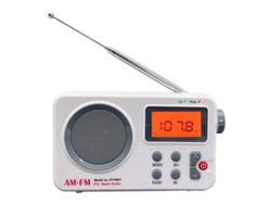 Radio AM/FM MDUG con reloj, imán integrado, graves profundos y calidad de sonido HiFi (blanca)