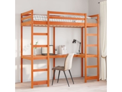 Cama Alta Sin Colchón Madera Maciza Pino Marrón Cera 75x190 Cm