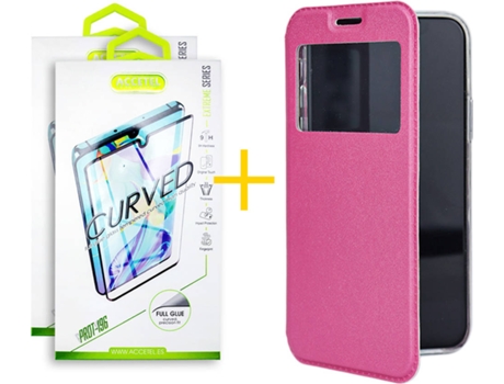 Carcasa + 2 Protectores de Pantalla para Samsung Galaxy S21 Ultra 5G ACCETEL Rosa