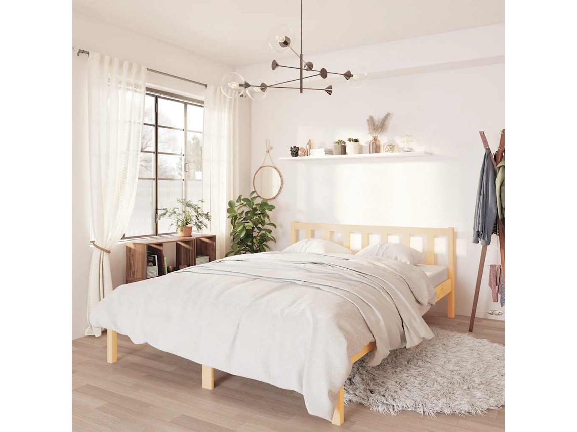 Estructura De Cama Sin Colchón Madera Maciza 160x200 Cm