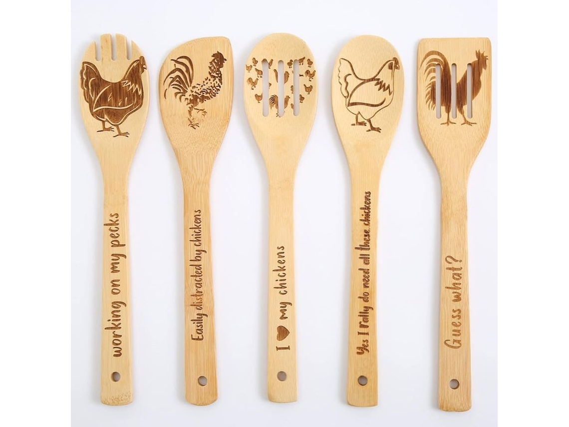 Juego De 5 Cucharas De Madera De Pesadilla Antes De Navidad, Diseño De Jack Skellington, En Caja De Cartón.