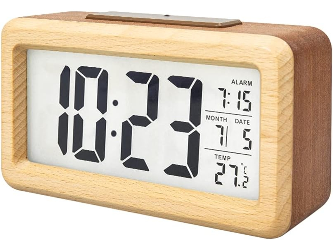 Reloj despertador digital LCD electrónico, luz nocturna con sensor inteligente, función de repetición y fecha Nicecee
