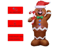 Hombre De Jengibre Inflable De 1,5 M Con Luces Led Para Decoración Navideña Y De Año Nuevo, Para Uso En Interiores Y Exteriores.