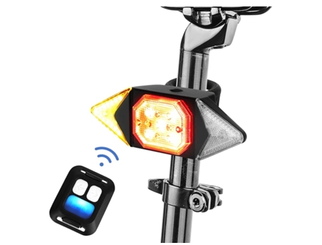 Luz trasera de bicicleta Luces de señal de giro LED Luz trasera de bicicleta Recargable por USB con control remoto inalámbrico Luz trasera D-Black ...