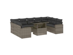 Maison Exclusive - Set De Sofás De Jardín 10 Pzas Con Cojines Ratán Sintético Gris