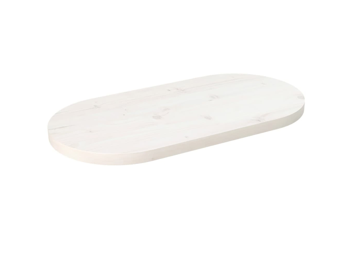Tablero De Mesa Ovalado Madera Maciza Pino Blanco 60x30x2,5 Cm
