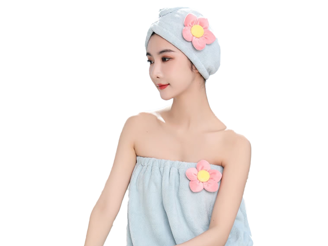 Conjunto de Toallas de Baño KOFIHETY Envolvente Absorbente Secado Rápido Turbante Lana - 2pcs (Talla Única)