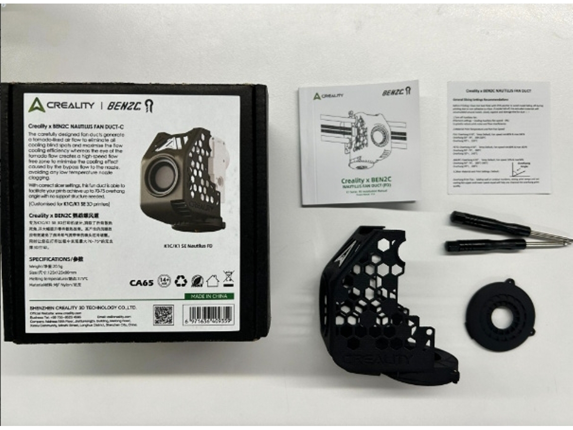Conducto de ventilador Nautilus Creality X Ben2c para impresora 3D K1c/K1 SE: enfriamiento rápido y calidad de impresión