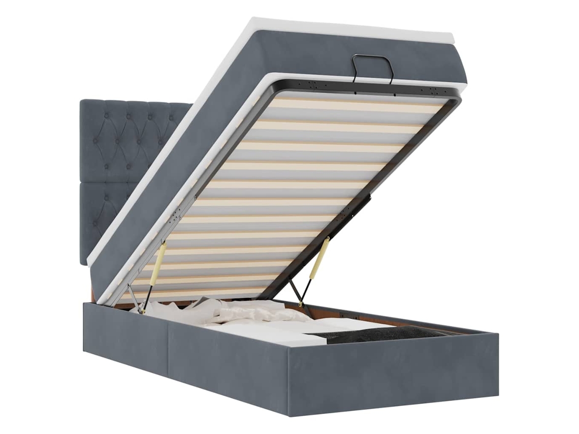 Maison Exclusive - Estructura Cama Otomana Colchones Terciopelo Gris Oscuro