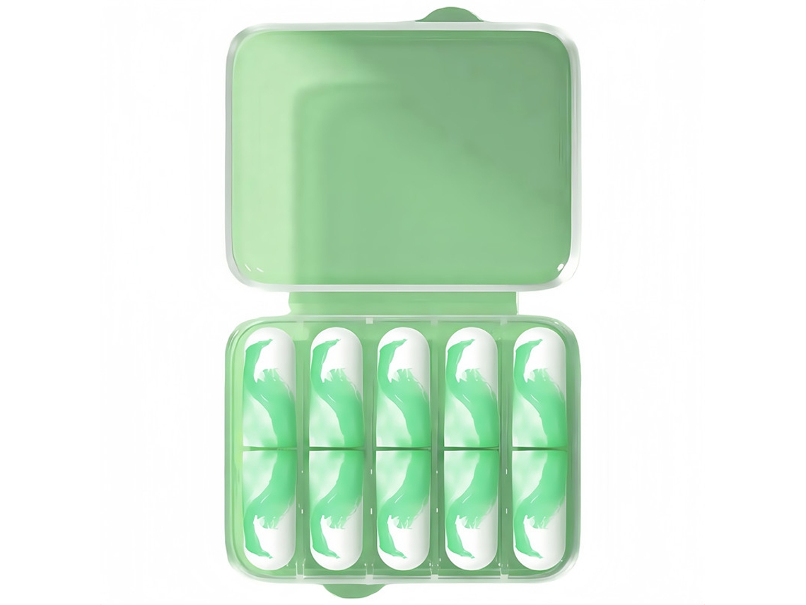 Tapones De Espuma Cómodos Anti-ruido Para Trabajo, Estudio Y Sueño, Pack De 10 - V-reel - Qt11 - Verde
