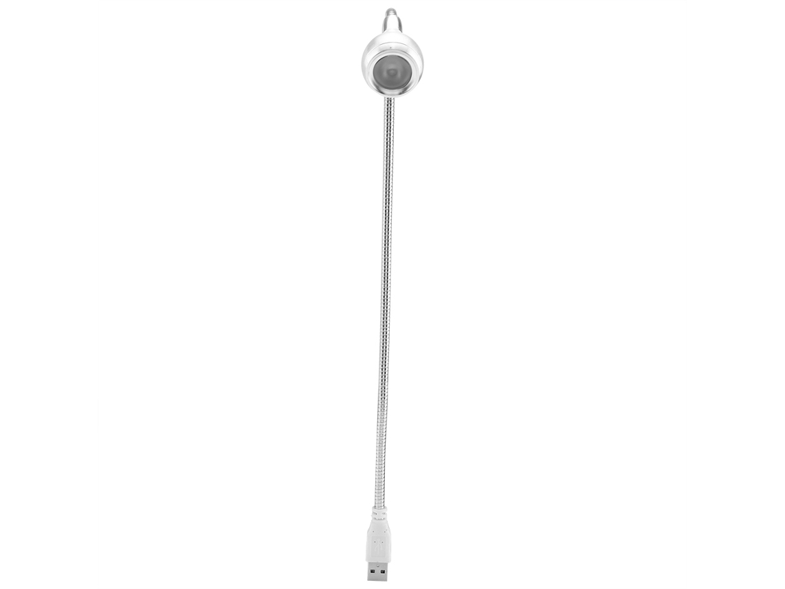 Rebe-lámpara Led Portátil Con Cuello Flexible Usb Para Lectura Nocturna 1w Color Plata Luz Cálida Blanca