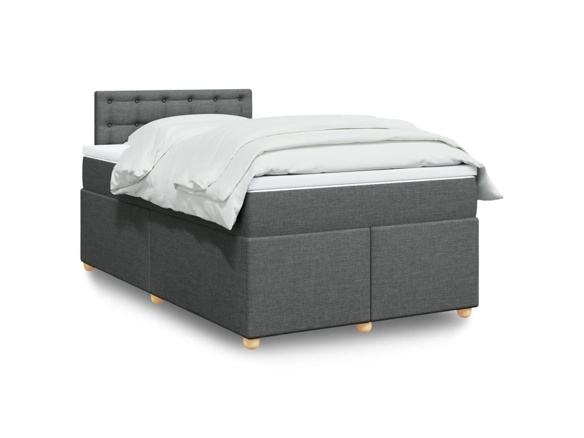 Cama Box Spring Con Colchón Tela Gris Oscuro 120x200 Cm