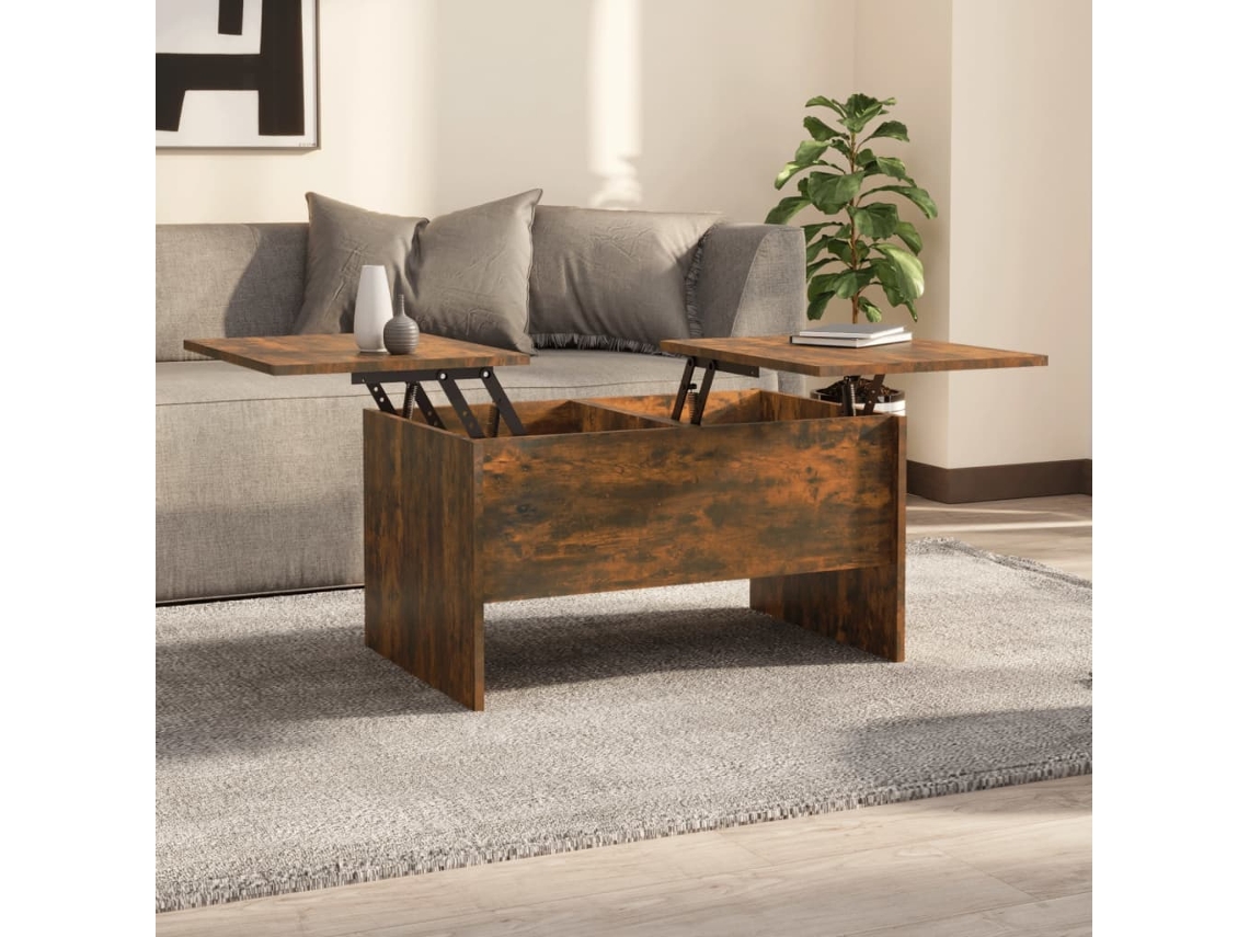 Mesa de Centro de Apoyo 80X50X42,5Cm Madera Procesada Roble Ahumado